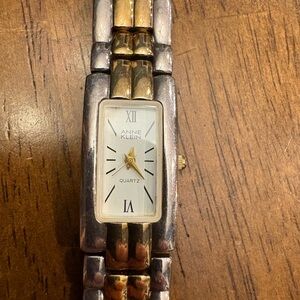 Anne Klein Gold and Silver Rectangular Watch